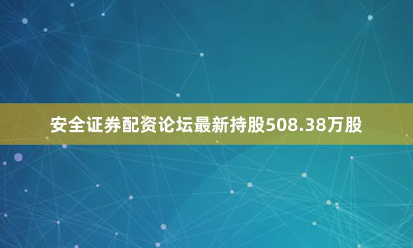 安全证券配资论坛最新持股508.38万股