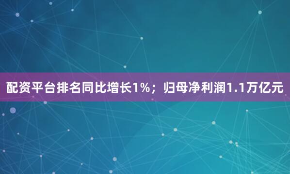 配资平台排名同比增长1%；归母净利润1.1万亿元